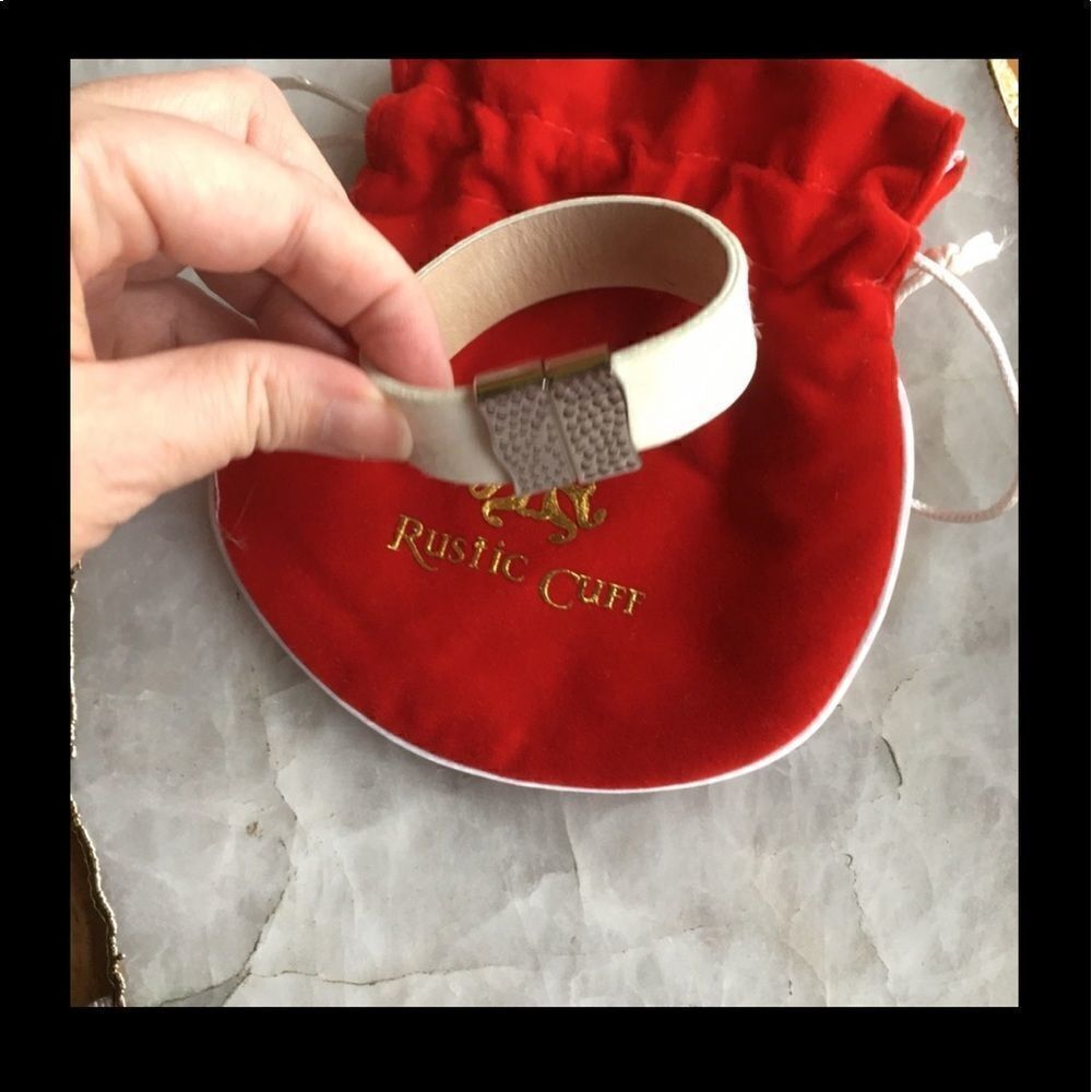 Haley White & Silver Magnetic Clasp Rustic Cuff - Picture 9 of 11